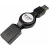 Retractable USB A Male to A Female Extension Cable, 2.5', BULK