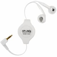 Retractable 3.5mm White Earbuds Cable, BULK