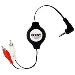 Retractable 3.5mm to Dual RCA Black Audio Cable, BULK
