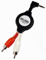 Retractable 3.5mm to 2 RCA Black Audio Cable