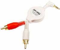 Retractable 3.5mm to 2 RCA White Audio Cable