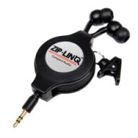 Retractable 2.5mm Black Earbuds, BULK