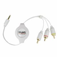 Retractable iPod 3.5mm to RCA Audio/Video Cable, BULK