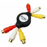 Retractable Audio/Video 3 RCA Coupler Cable, BULK