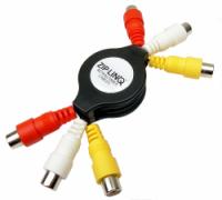 Retractable Audio/Video 3 RCA Coupler Cable