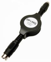 Retractable Mini-Din 4 Pin S-Video Cable, BULK