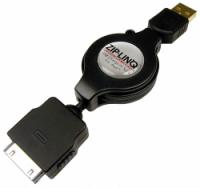 Retractable iPod/iPhone USB Charge and Synch Cable-Black
