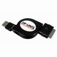 Black Round Retractable ipod-iphone USB Charge & Sync Cable 32 inches