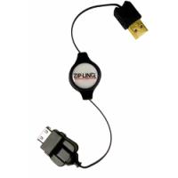 Retractable BlackBerry Charge and Sync Cable, BULK