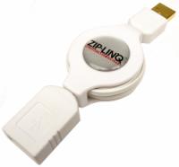 Retractable White USB 2.0 Extension Cable