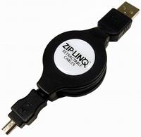 Retractable USB 2.0 A Male to Mini 4 pin Male Mitsumi Style, 48"