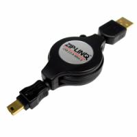 Retractable USB 2.0 Cable A Male to Mini 4 Male Hirose Style, 48"