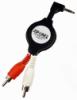 Retractable 3.5mm to 2 RCA Black Audio Cable