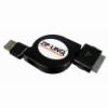 Black Round Retractable iPod/iPhone USB Charge & Sync Cable 32 inches